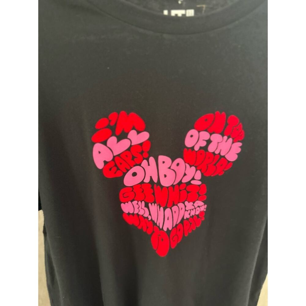 UT Disney Graphic Minny Mickey Mouse Tee with Pink Heart Word Art - Picture 2 of 4